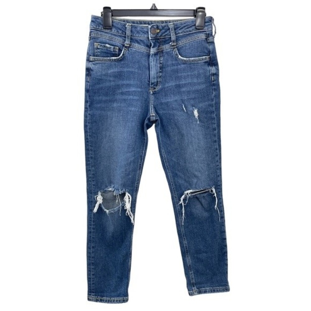 Anthropologie Pilcro Jeans Size 27 Cropped High Rise Distressed Denim